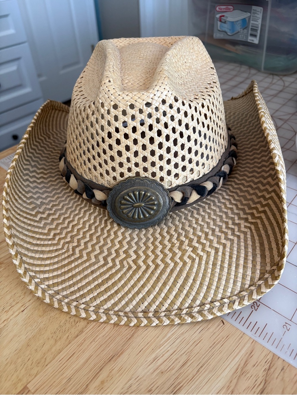 Straw Cowboy Hat by Karen Keith with Braided Band - Natural
